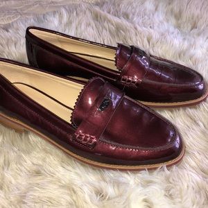 New! COACH Merlot Patent Loafers, Sz 9.5